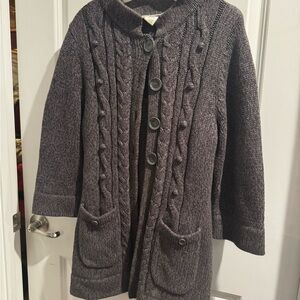 Women's Gray Cable Knit Cardigan